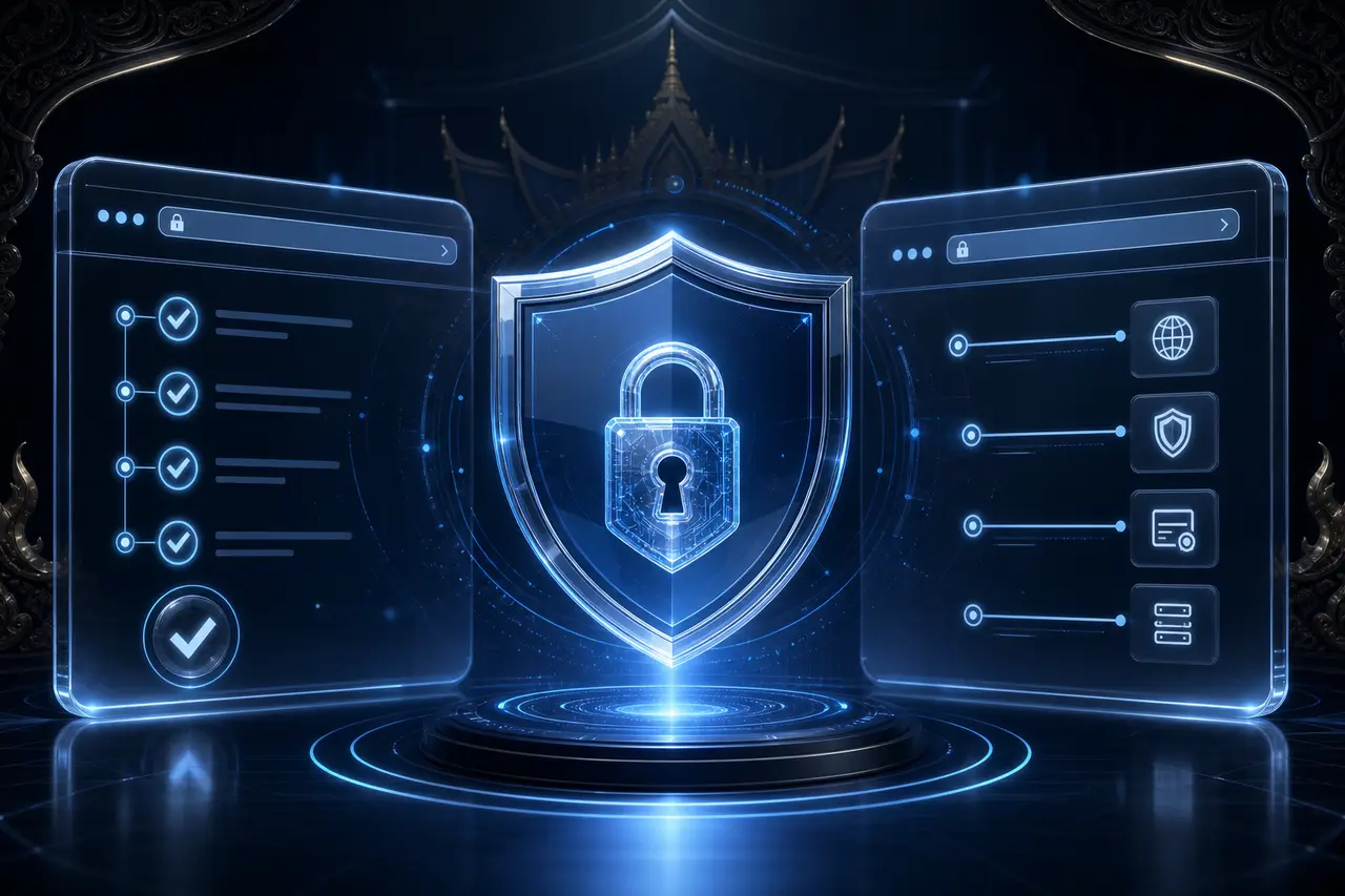 ภาพประกอบ SEIGA888 login วิธีตรวจ session และเบราว์เซอร์ โทนน้ำเงินสำหรับผู้ใช้ไทย